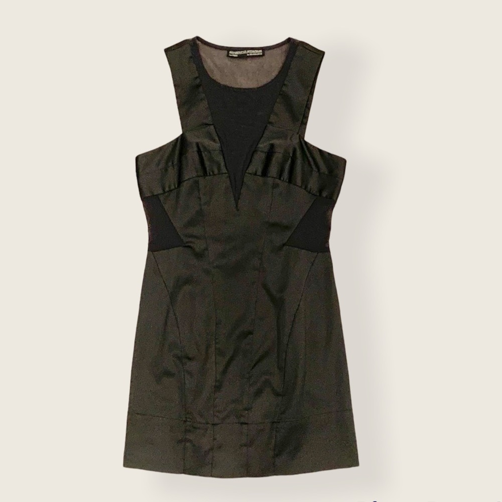 All Saints Black Mesh Cutout Mini Sleeveless Dress